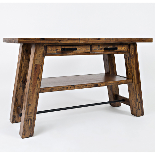 Cannon Vallen Trestle Sofa Table in Distressed Wood